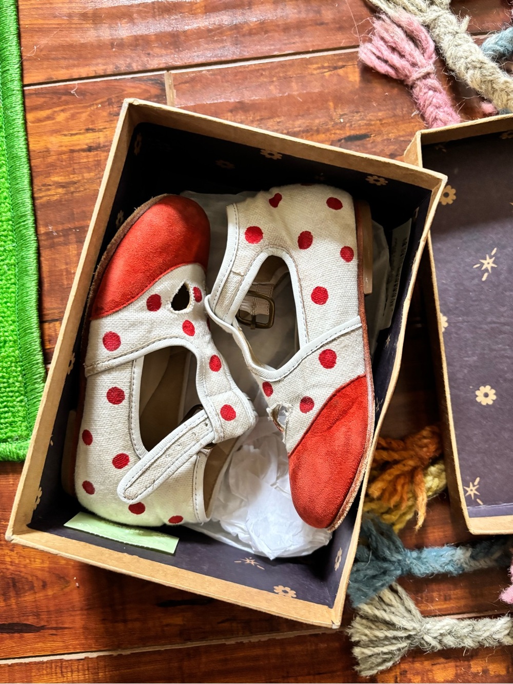 Misha And Puff White Canvas Mary Janes with Red Polka Dots